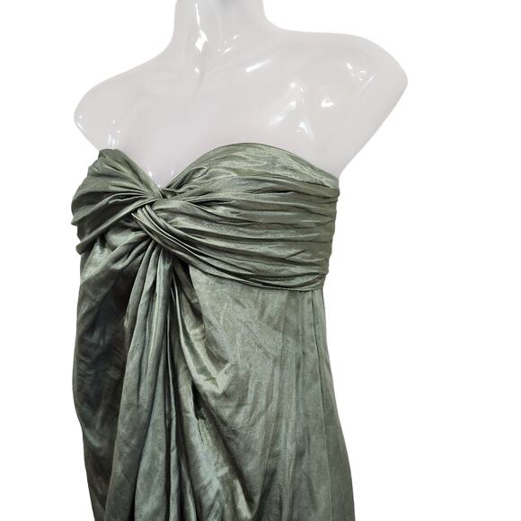 Vince Strapless Metallic Shimmer Green Cocktail Dress Sweetheart Neckline Size 0 - Picture 4 of 10